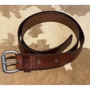 VTG Relic Men's 1.5”x47”Brown Full Grain Cowhide Leather Belt Solid  Buckle